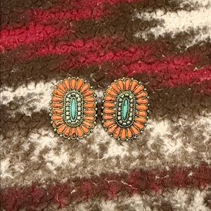 Elegant Orange and Turquoise Earrings